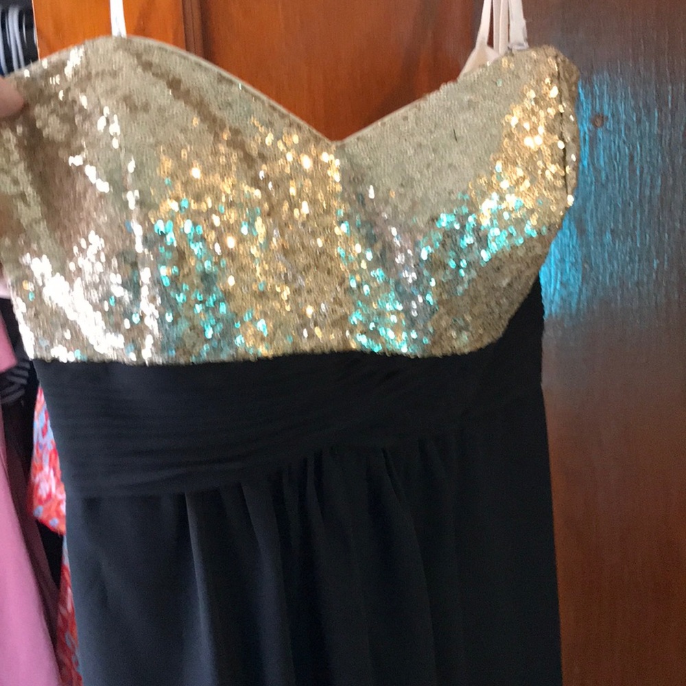 Size 16 gold sequin and black chiffon formal dress